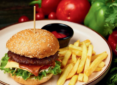 Бургер с котлетой и фри